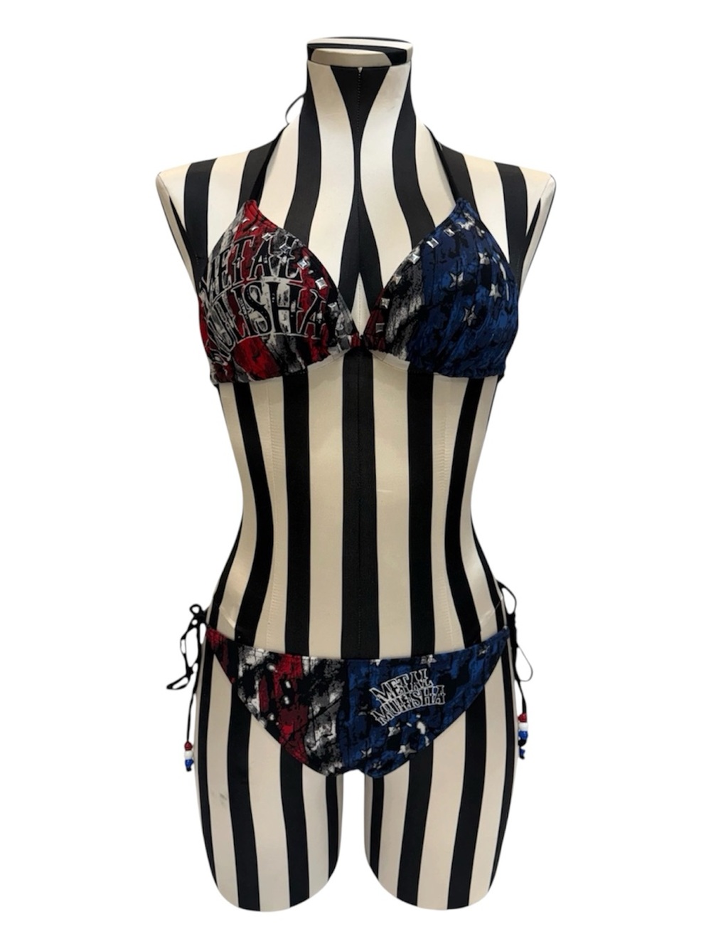Metal Mulisha Distressed American Flag/Eagle Graphic Bikini Set